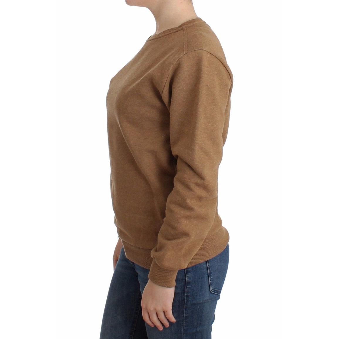 Brown Crewneck Cotton Sweater - coffeewithmee2