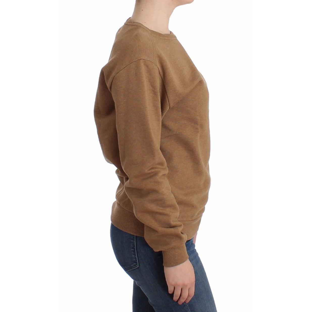 Brown Crewneck Cotton Sweater - coffeewithmee2