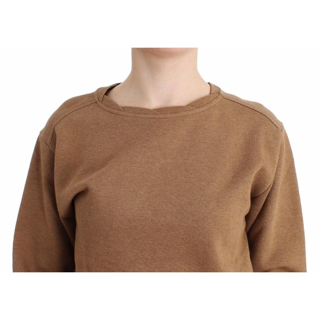 Brown Crewneck Cotton Sweater - coffeewithmee2
