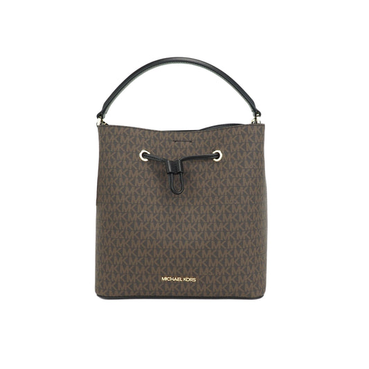 Suri Large Signature PVC Convertible Bucket Bag to Backpack Bag (Brown/Black Signature) - coffeewithmee2