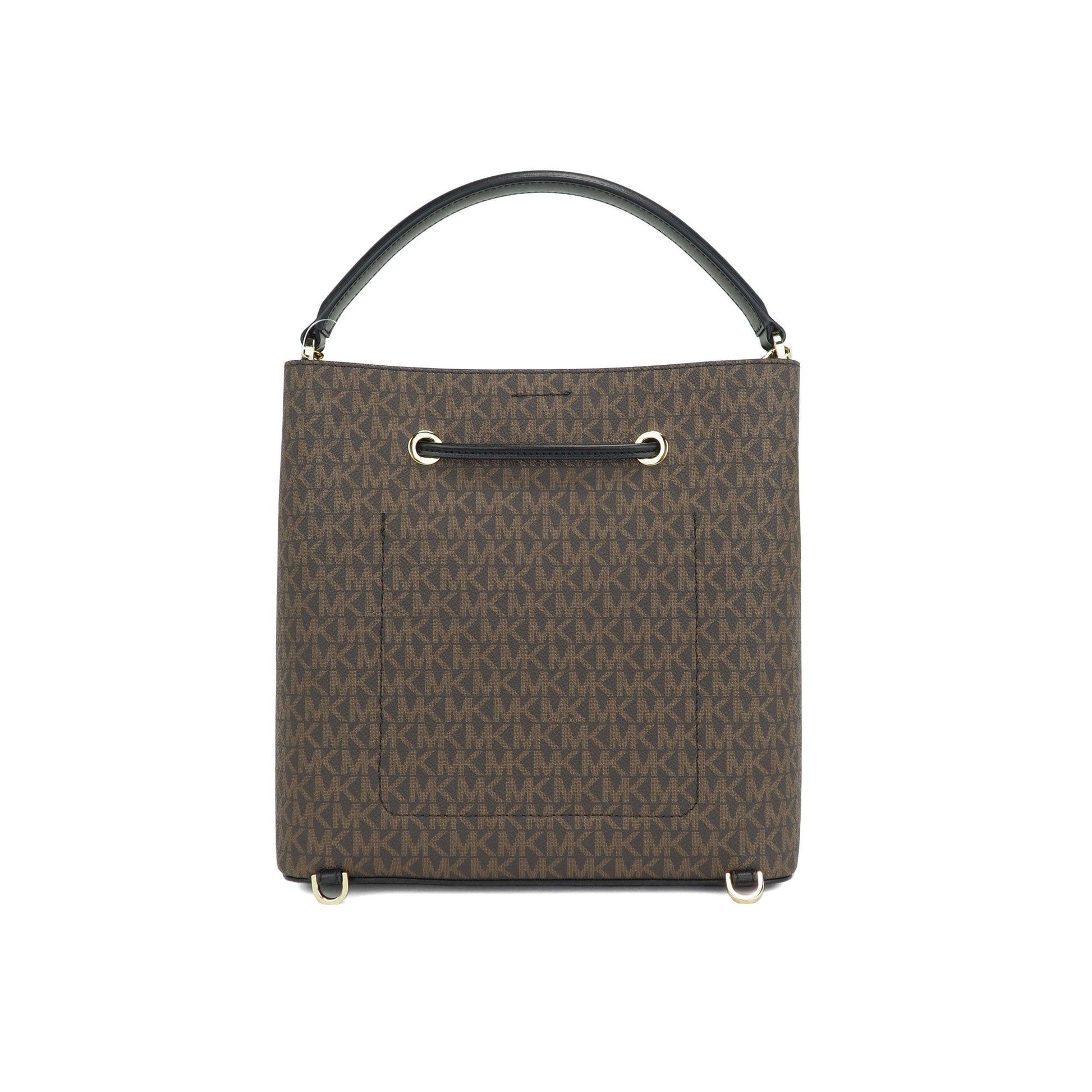 Suri Large Signature PVC Convertible Bucket Bag to Backpack Bag (Brown/Black Signature) - coffeewithmee2