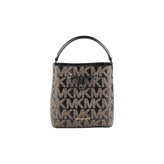 Suri Medium Leather Bucket Messenger Drawstring Hobo Handbag (Black Multi) - coffeewithmee2