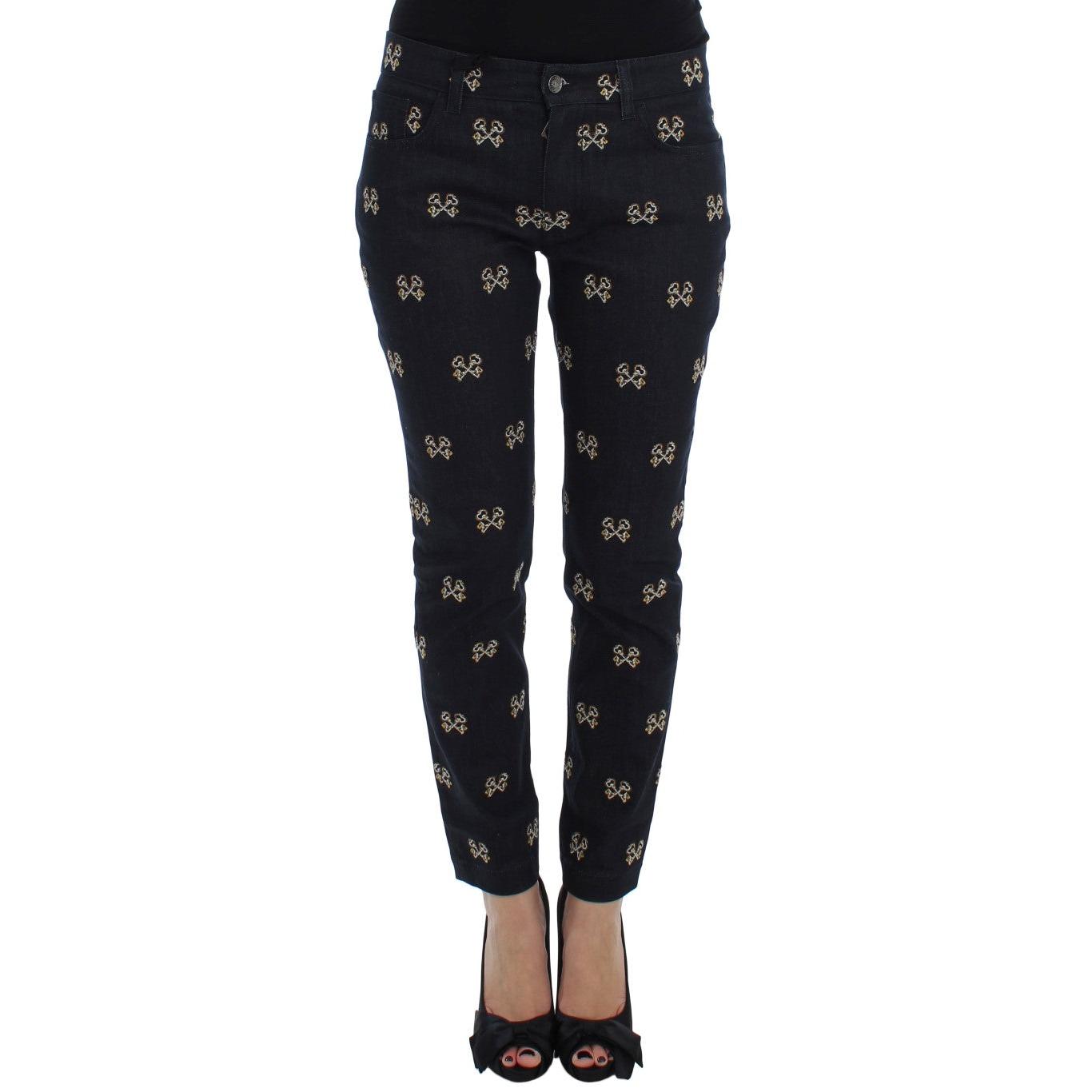 Blue Key Embroidered Slim Fit KATE Jeans - coffeewithmee2