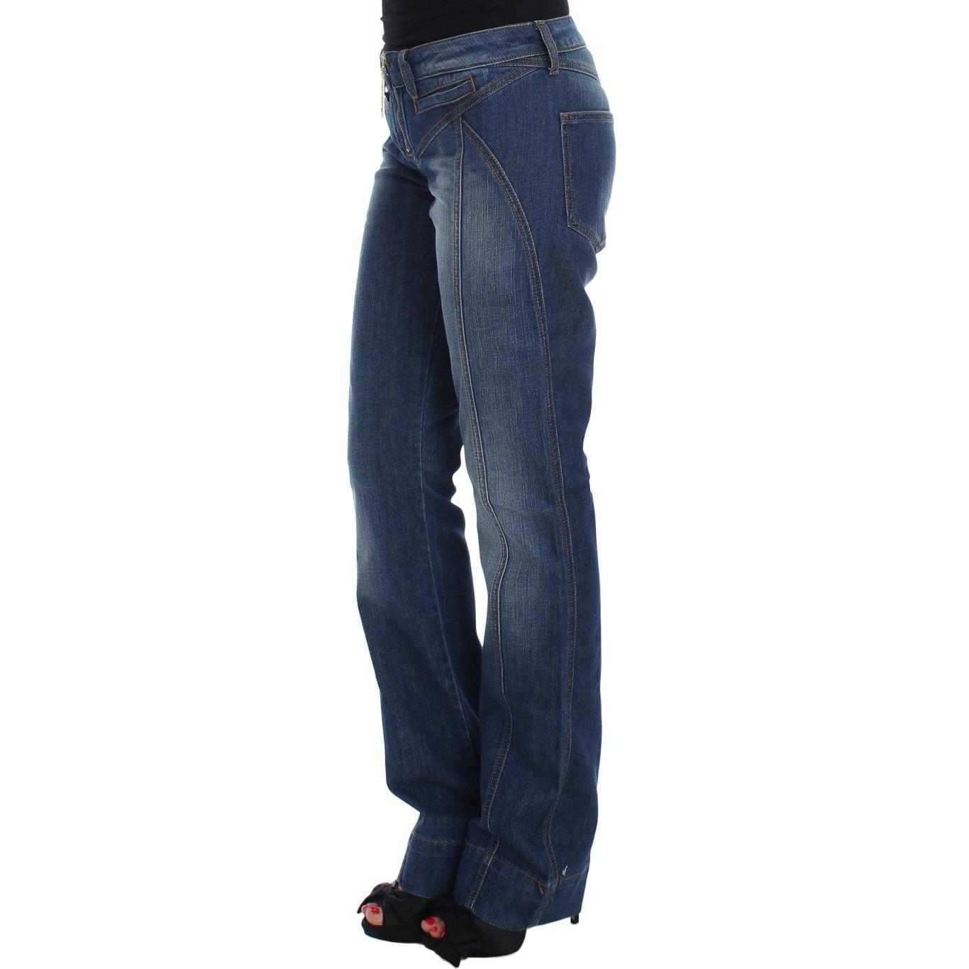 Blue Wash Cotton Stretch Boot Cut Jeans - coffeewithmee2
