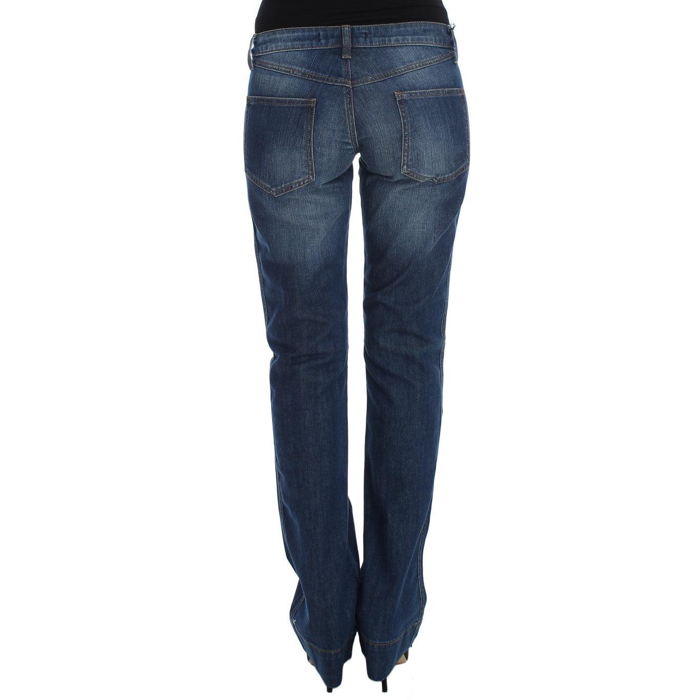 Blue Wash Cotton Stretch Boot Cut Jeans - coffeewithmee2