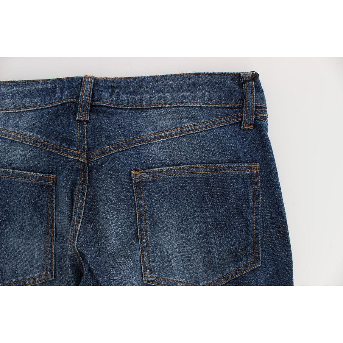 Blue Wash Cotton Stretch Boot Cut Jeans - coffeewithmee2