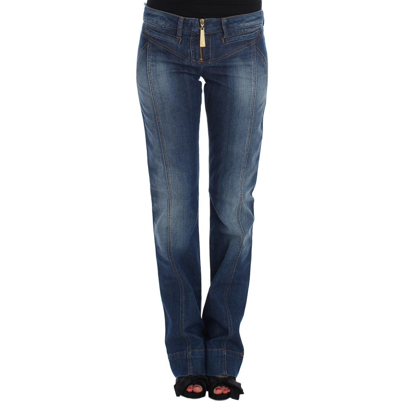 Blue Wash Cotton Stretch Boot Cut Jeans - coffeewithmee2