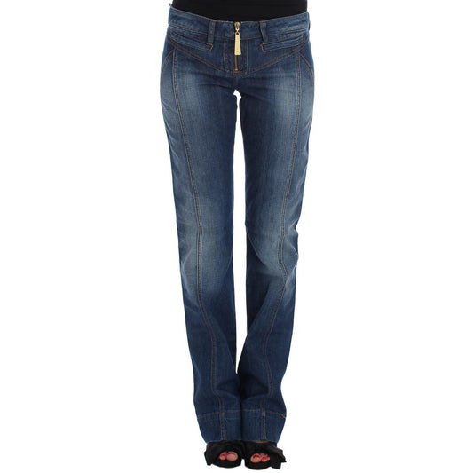 Blue Wash Cotton Stretch Boot Cut Jeans - coffeewithmee2