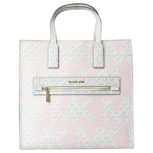 Kenly Large Leather Graphic Logo NS Tote Handbag (Powder Blush Multi/Vanilla) - coffeewithmee2
