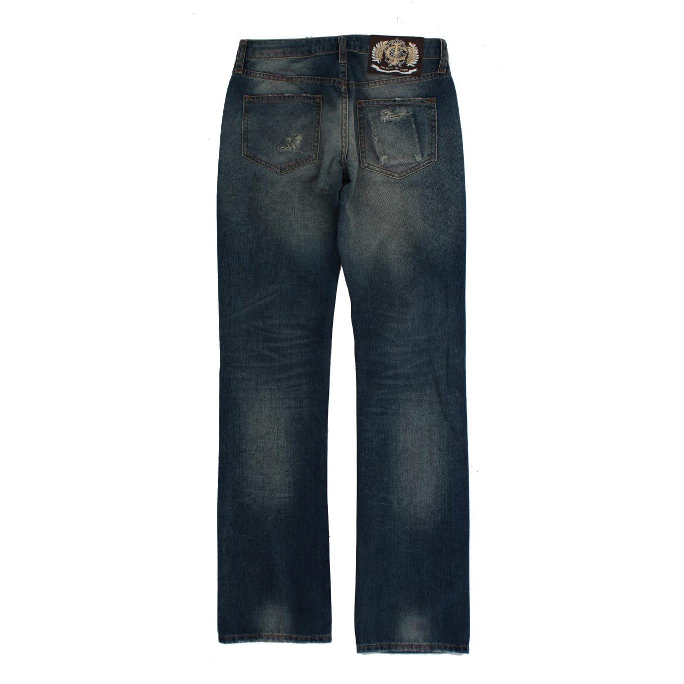 Blue Wash Torn Cotton Slim Fit Jeans - coffeewithmee2