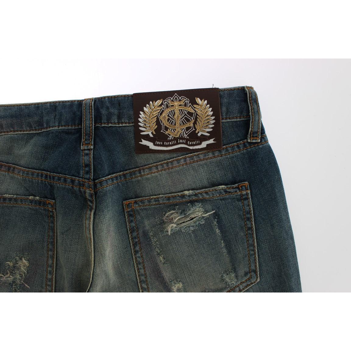 Blue Wash Torn Cotton Slim Fit Jeans - coffeewithmee2