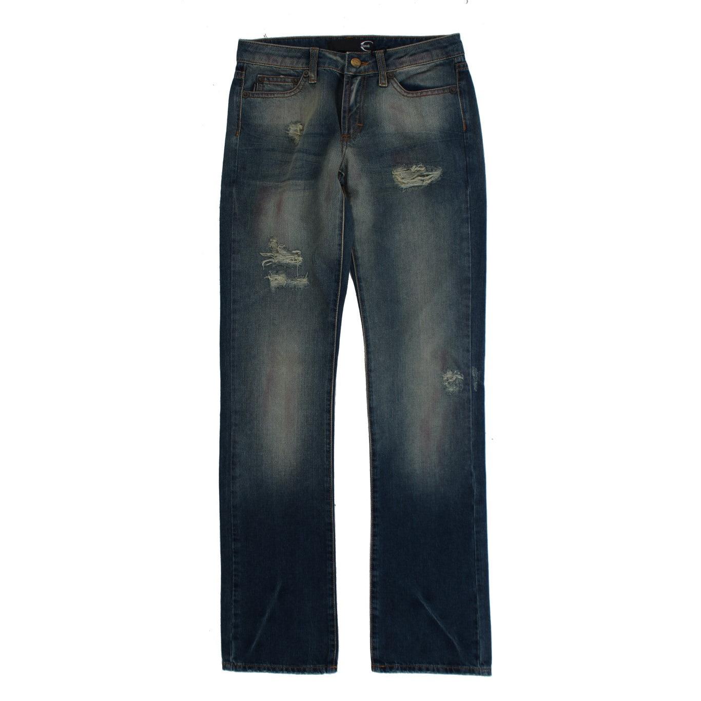 Blue Wash Torn Cotton Slim Fit Jeans - coffeewithmee2