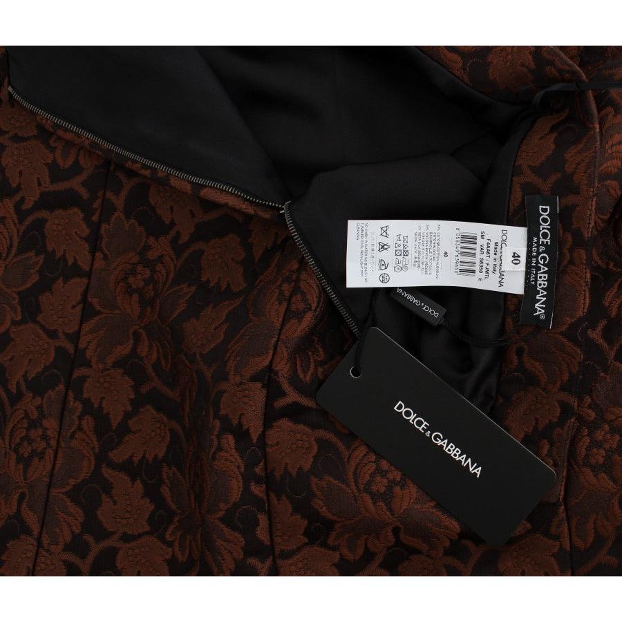 Brown Floral Brocade Mini Bubble Skirt - coffeewithmee2