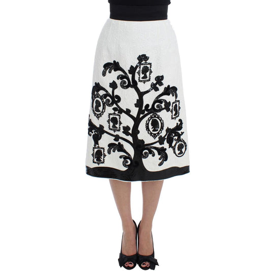White Floral Brocade Family Tree Skirt - coffeewithmee2
