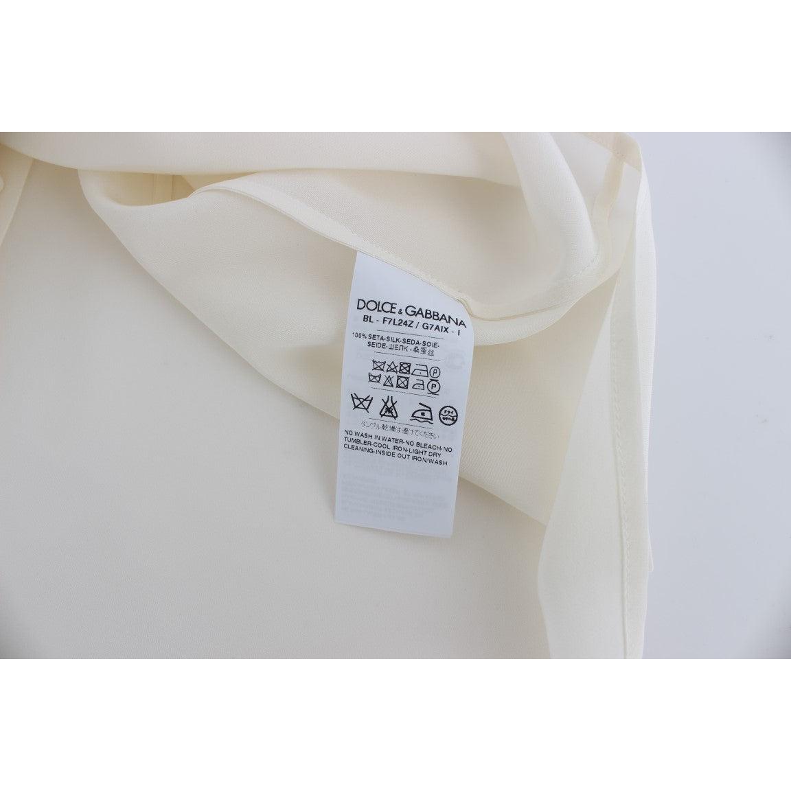 White Sequined Key Silk Blouse T-shirt Top - coffeewithmee2