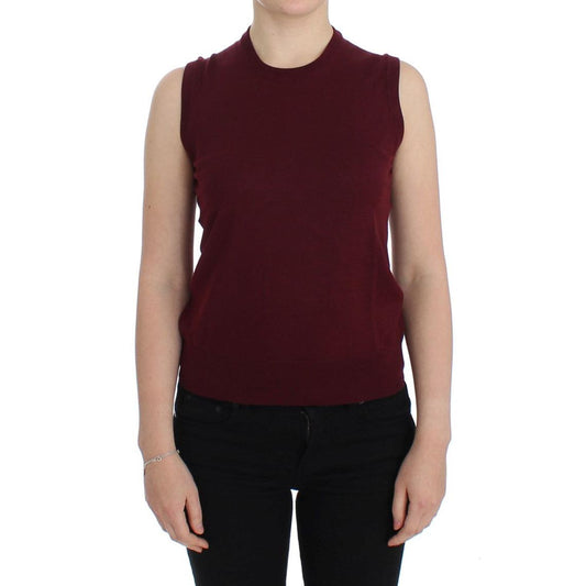 Red Sleeveless Crewneck Vest Pullover - coffeewithmee2