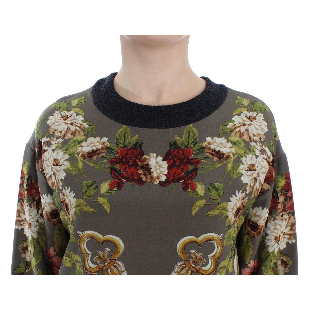Green Key Floral Print Silk Sweater - coffeewithmee2
