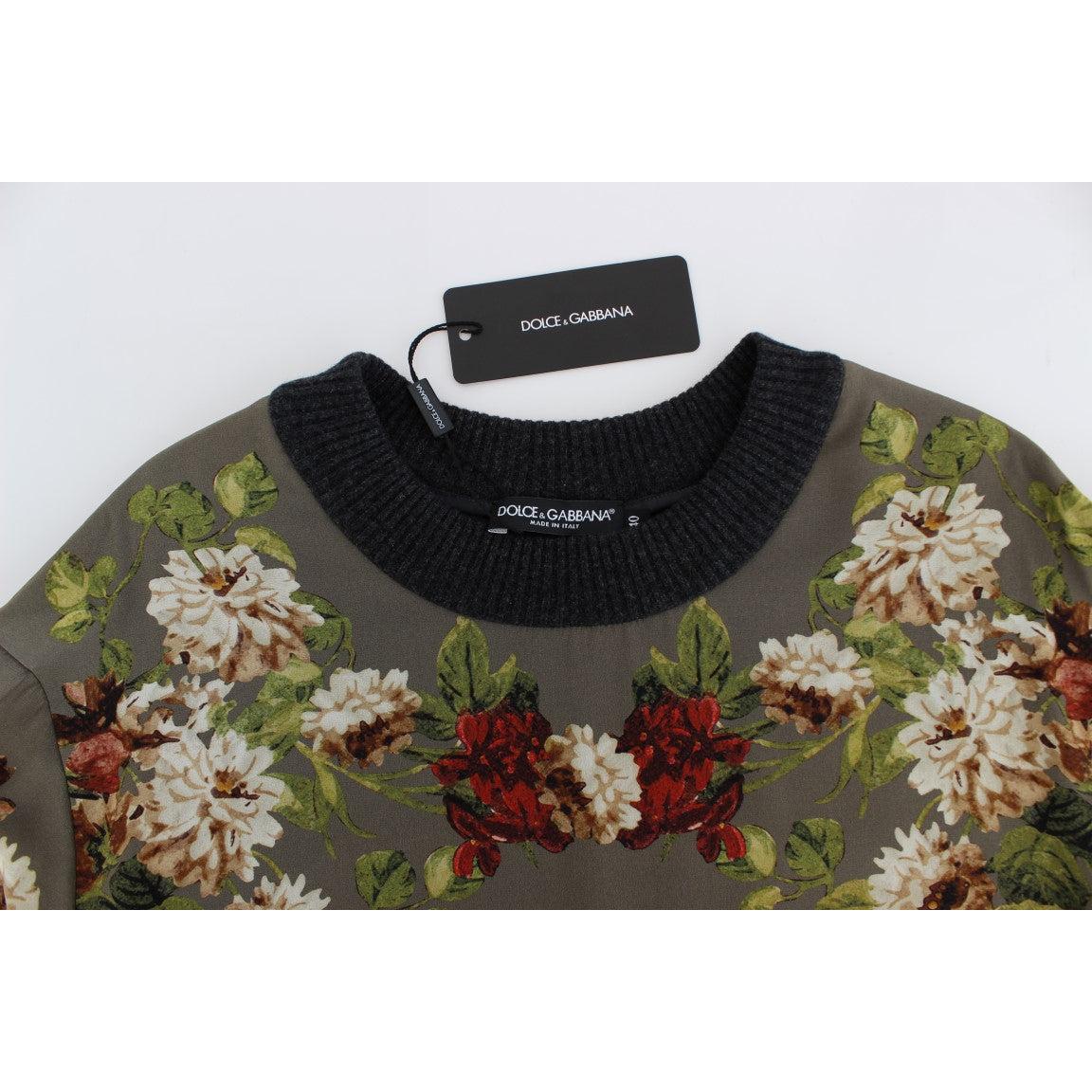 Green Key Floral Print Silk Sweater - coffeewithmee2