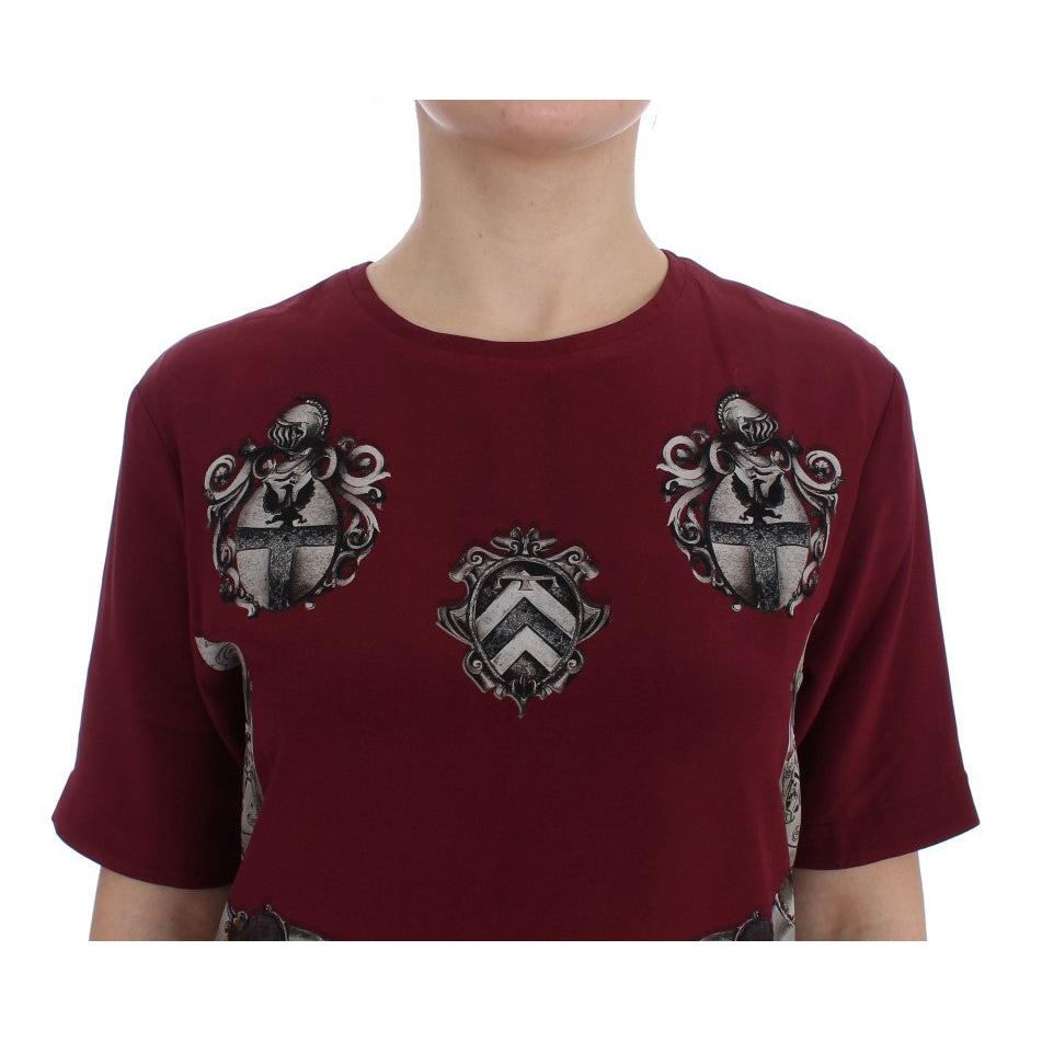 Red Knight Print Silk Blouse T-shirt - coffeewithmee2