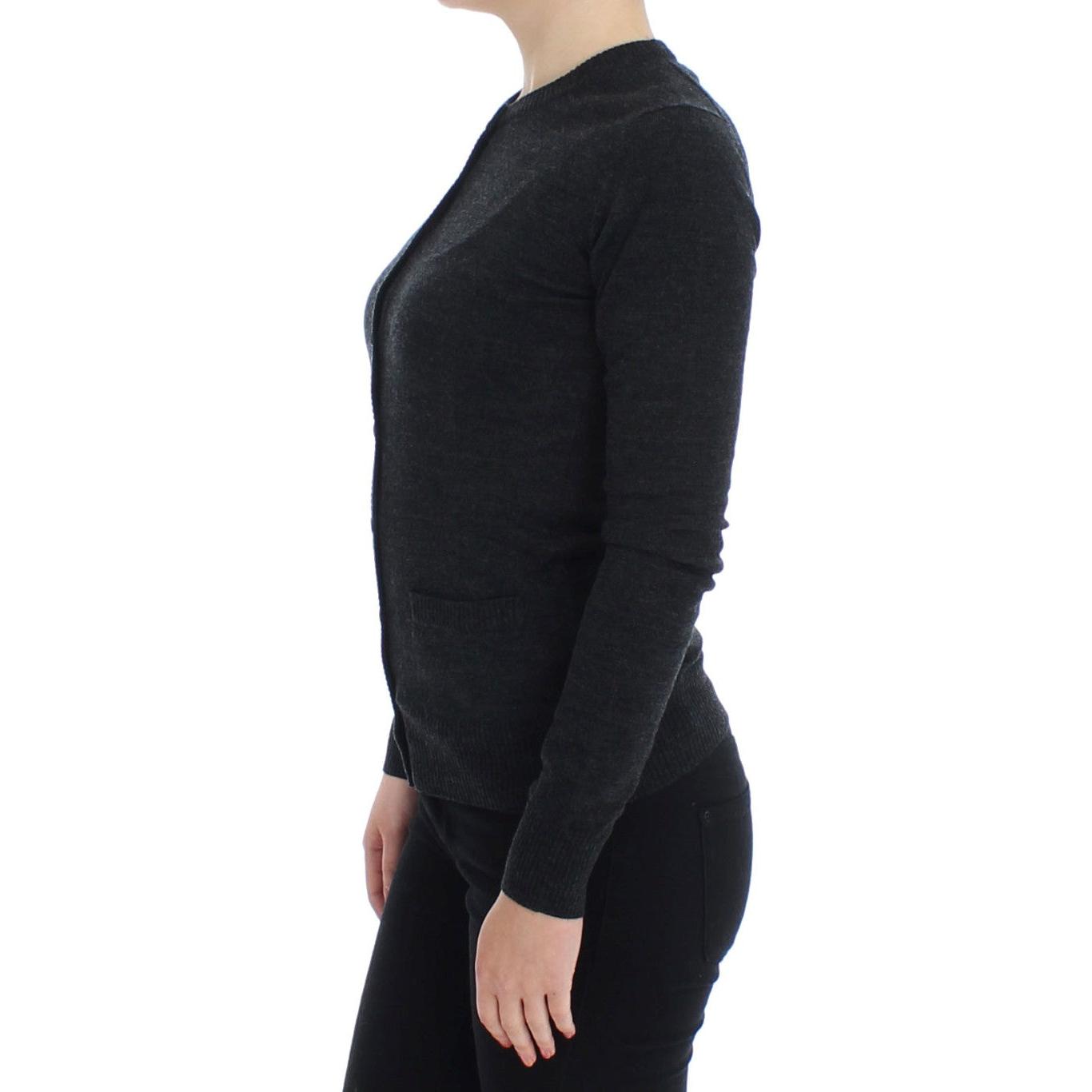 Gray Wool Button Cardigan Sweater - coffeewithmee2