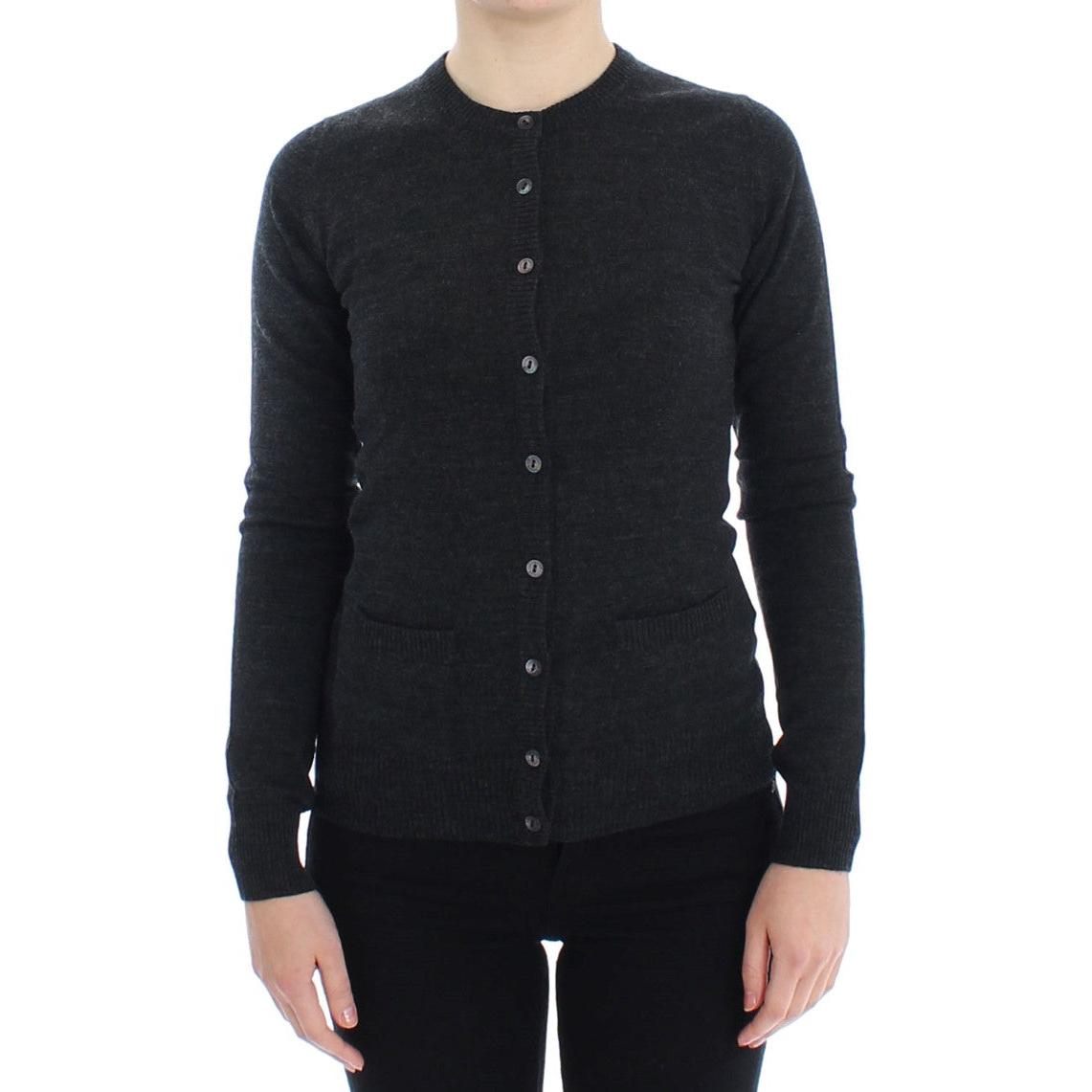 Gray Wool Button Cardigan Sweater - coffeewithmee2