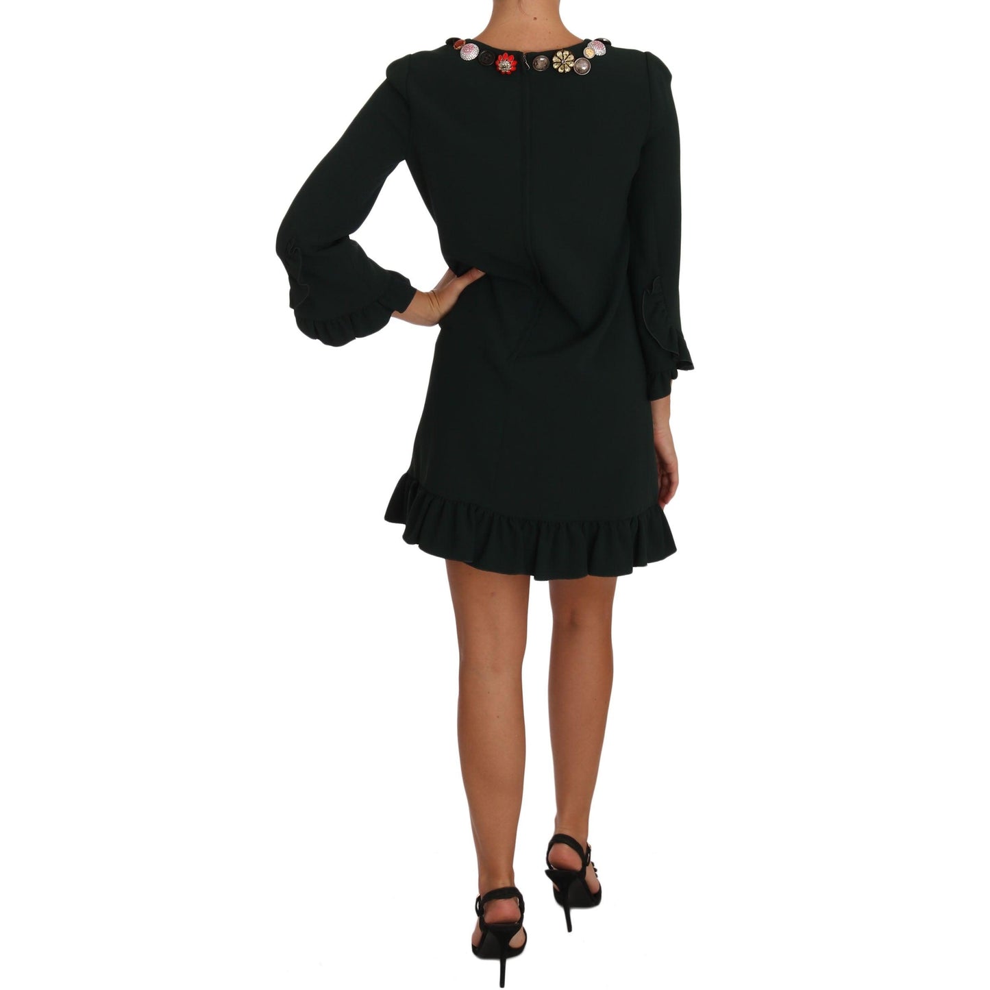 Green Stretch A-Line Short  Crystal Dress - coffeewithmee2