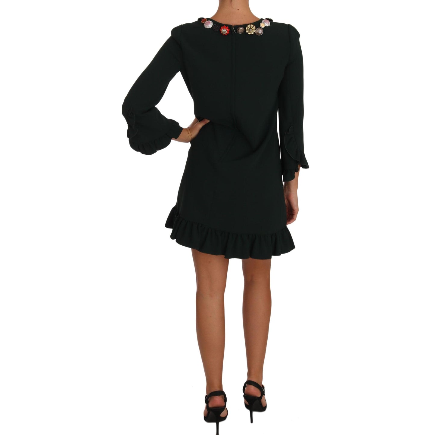 Green Stretch A-Line Short  Crystal Dress - coffeewithmee2