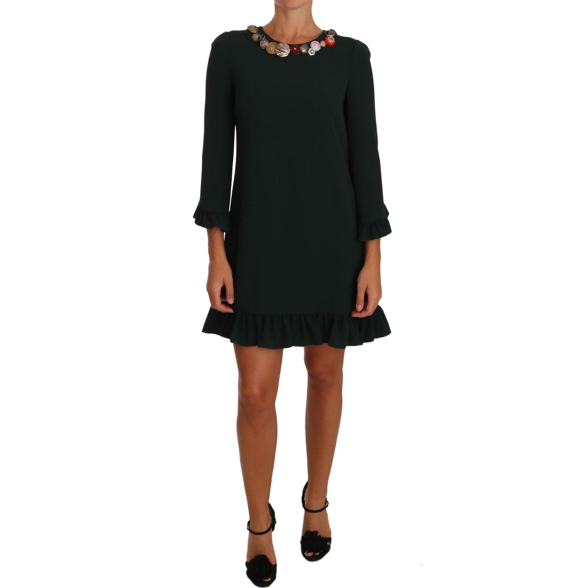 Green Stretch A-Line Short  Crystal Dress - coffeewithmee2