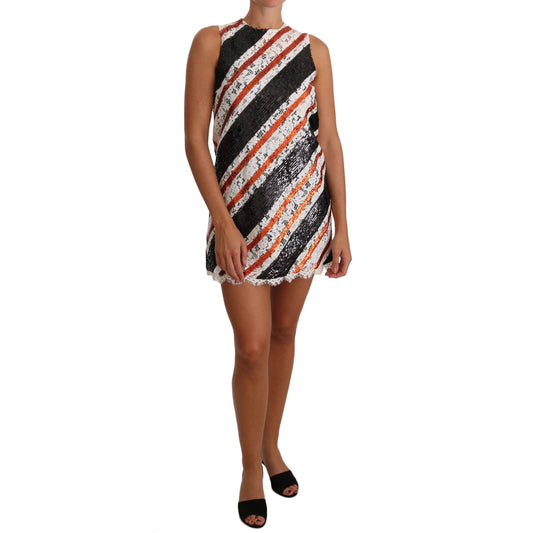 White and orangeSequin Floral Lace Embellished Shift dress - coffeewithmee2