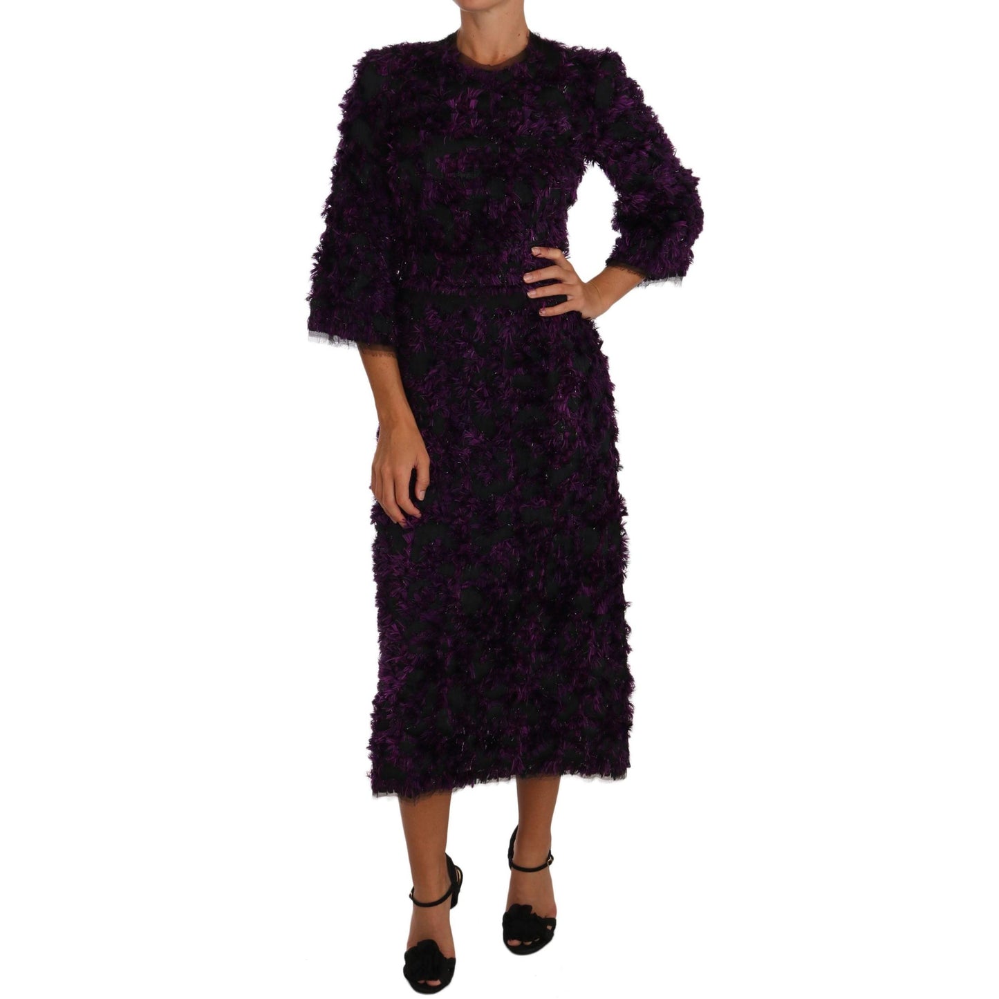 Purple Fringe Midi Sheath Dress - coffeewithmee2