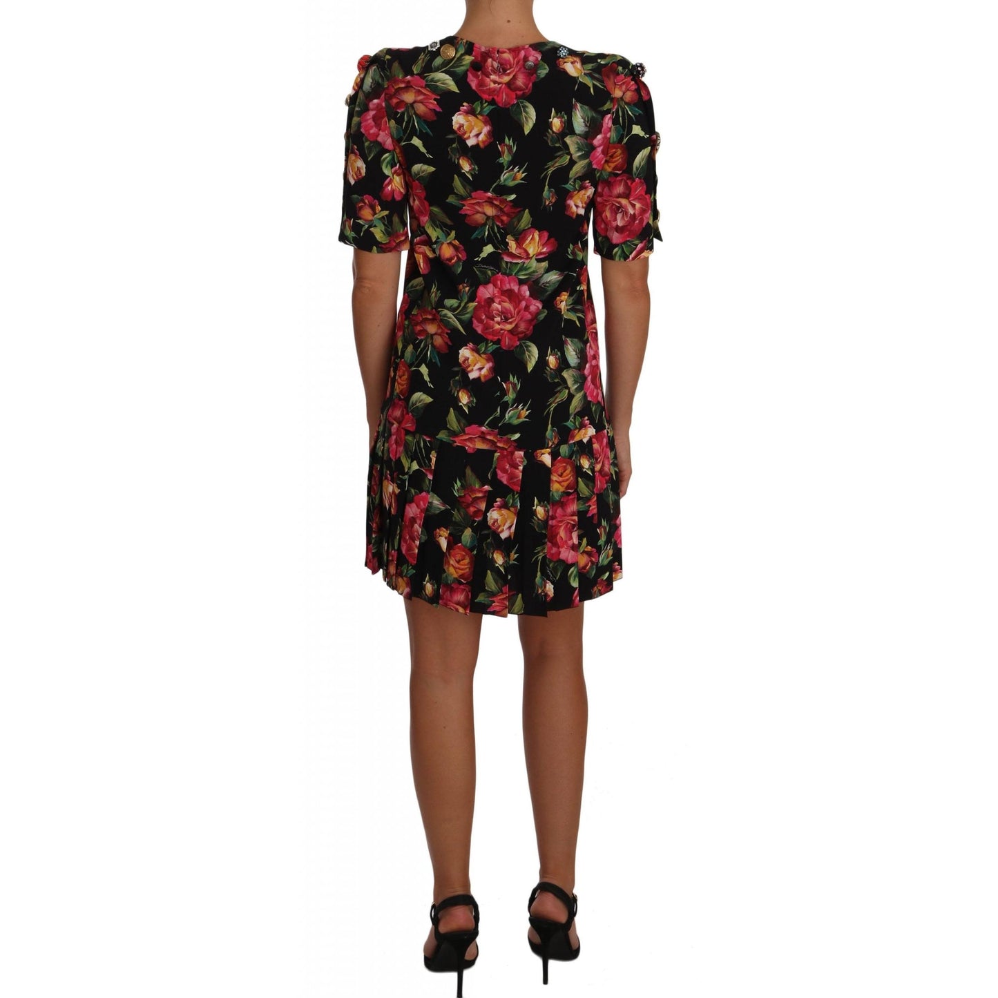 Multicolor Floral Crystal Buttons  Dress - coffeewithmee2