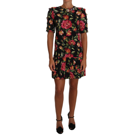 Multicolor Floral Crystal Buttons  Dress - coffeewithmee2