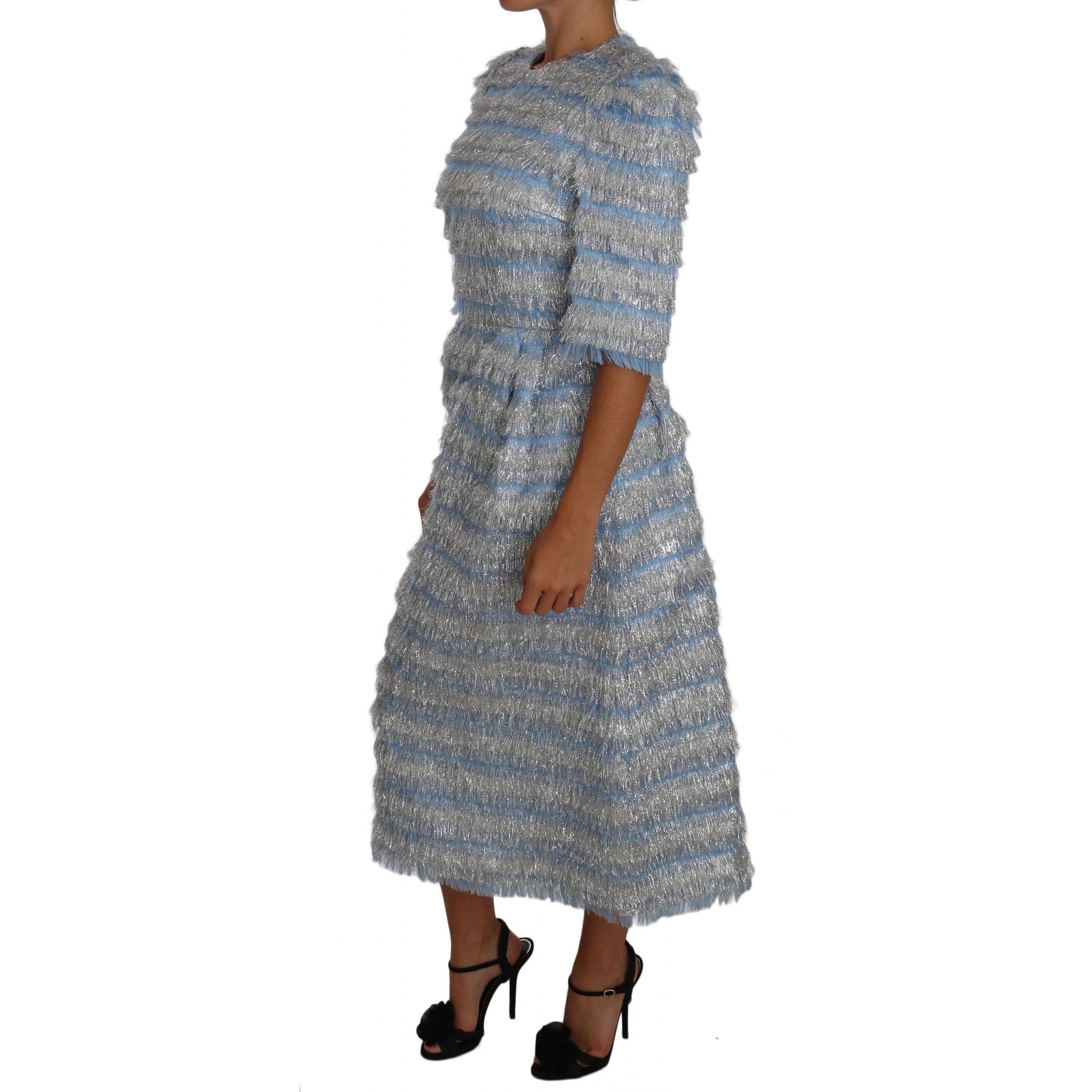 Light Blue Fringe Midi Sheath Dress - coffeewithmee2