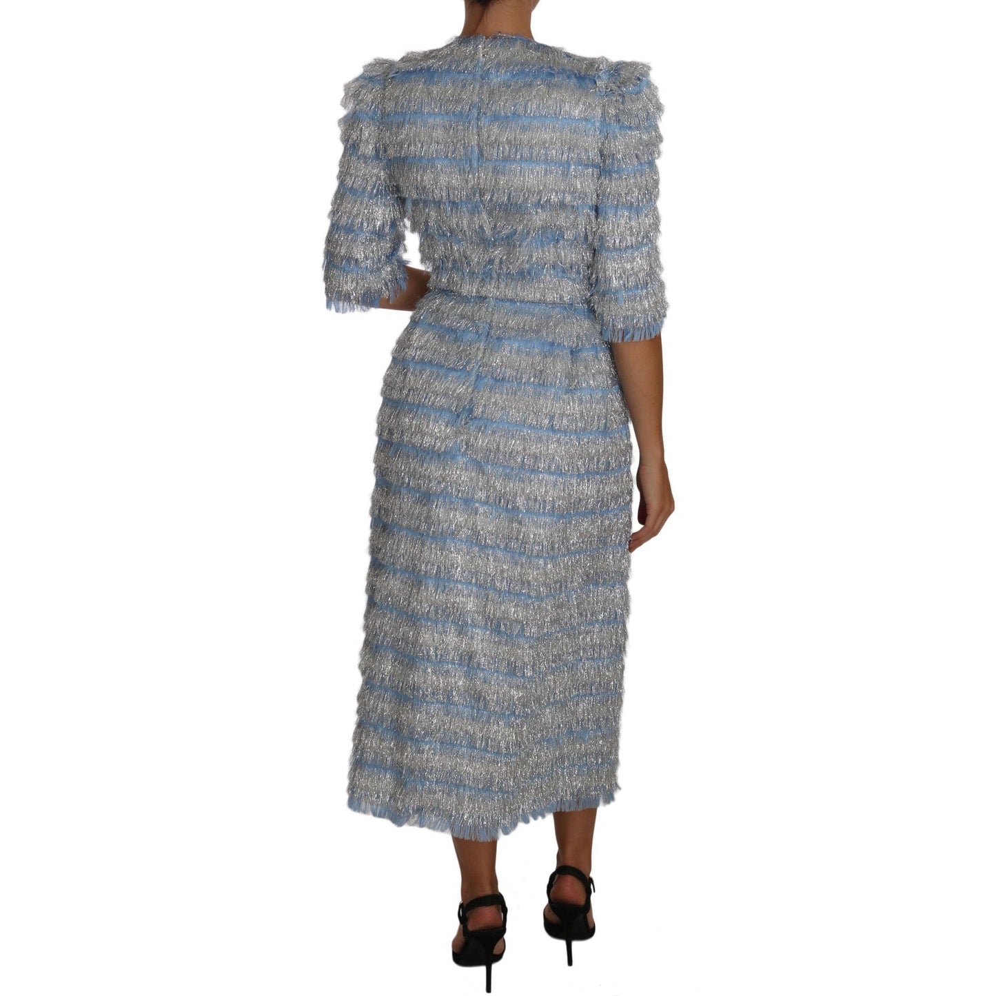 Light Blue Fringe Midi Sheath Dress - coffeewithmee2