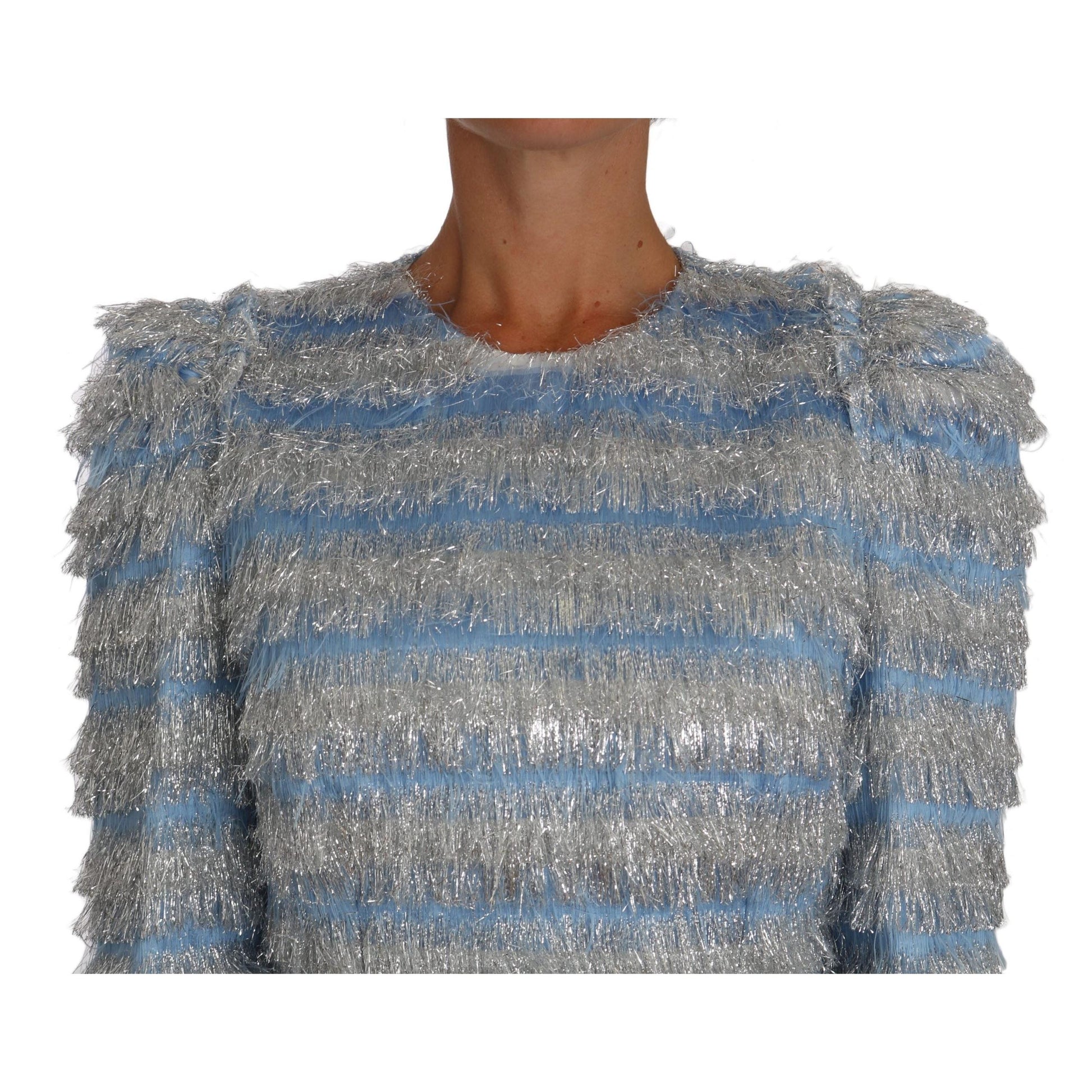 Light Blue Fringe Midi Sheath Dress - coffeewithmee2