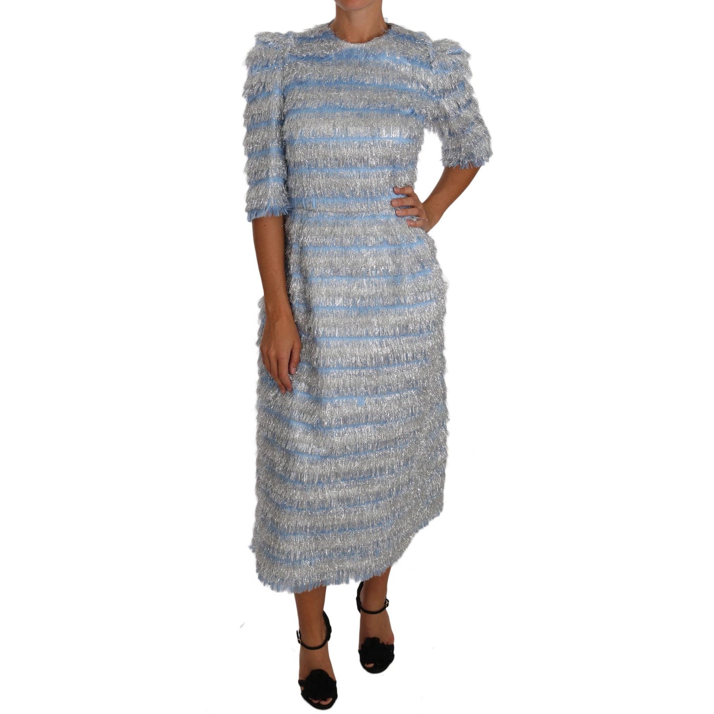 Light Blue Fringe Midi Sheath Dress - coffeewithmee2