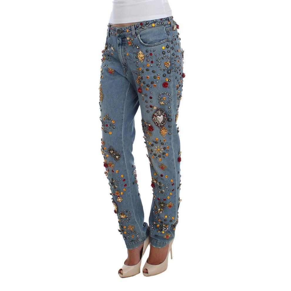 Crystal Roses Heart Embellished Jeans - coffeewithmee2