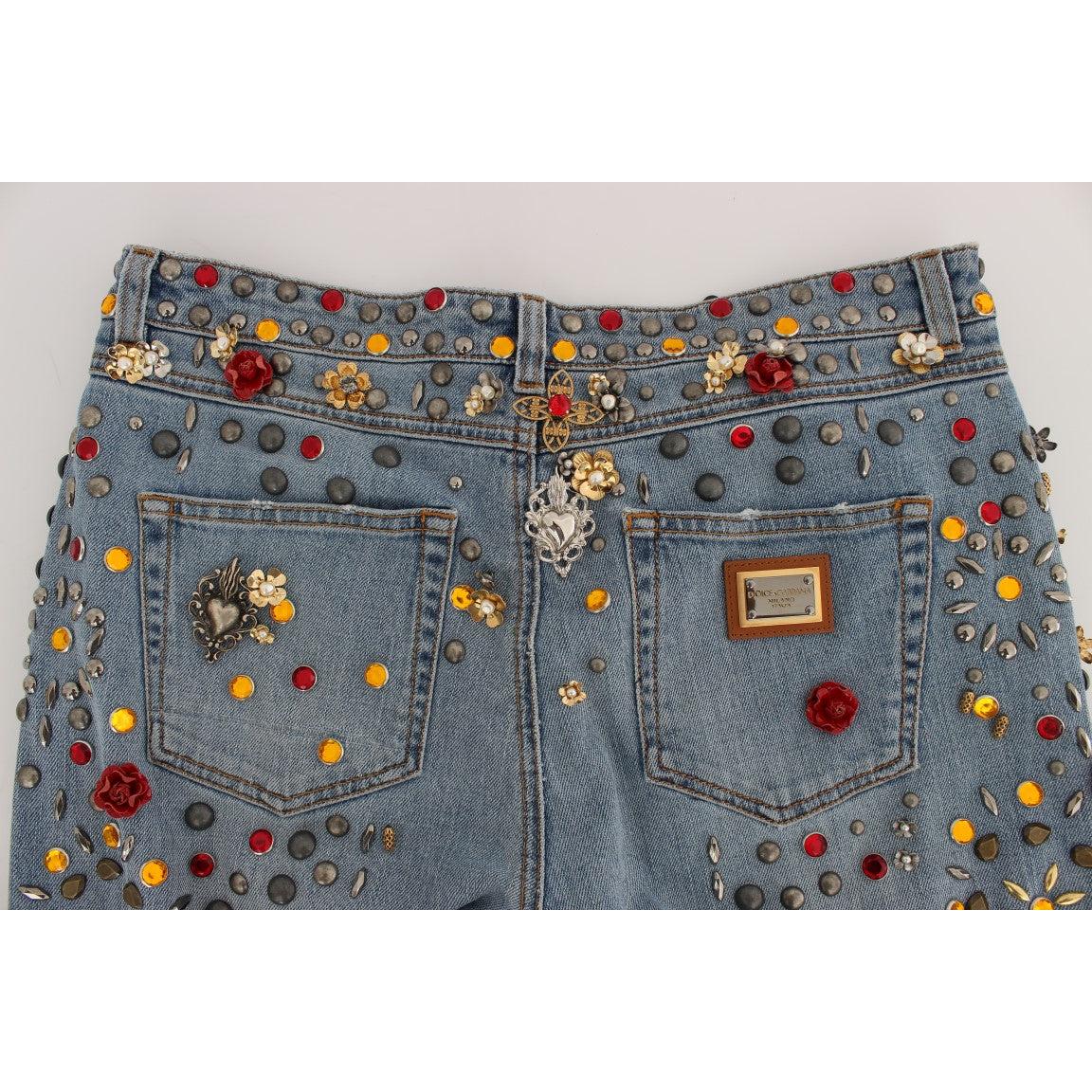 Crystal Roses Heart Embellished Jeans - coffeewithmee2