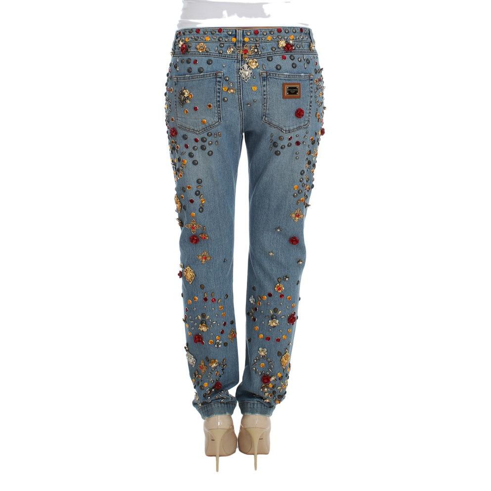 Crystal Roses Heart Embellished Jeans - coffeewithmee2