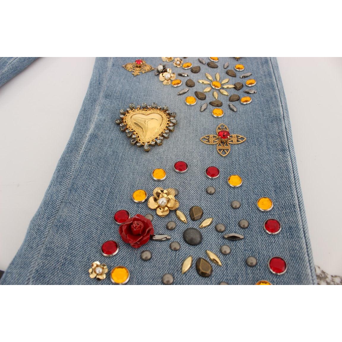 Crystal Roses Heart Embellished Jeans - coffeewithmee2