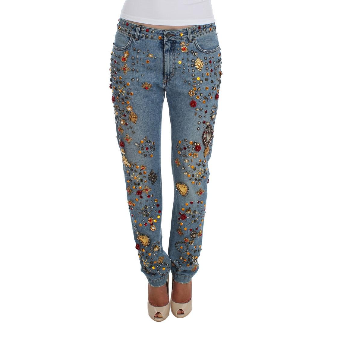 Crystal Roses Heart Embellished Jeans - coffeewithmee2