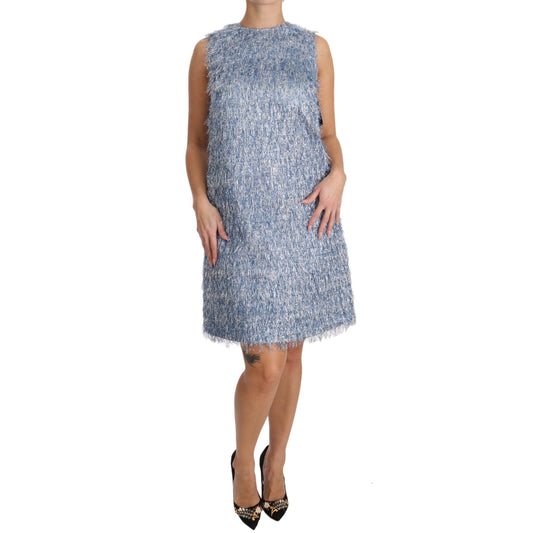 Light Blue Fringe Shift Gown Dress - coffeewithmee2