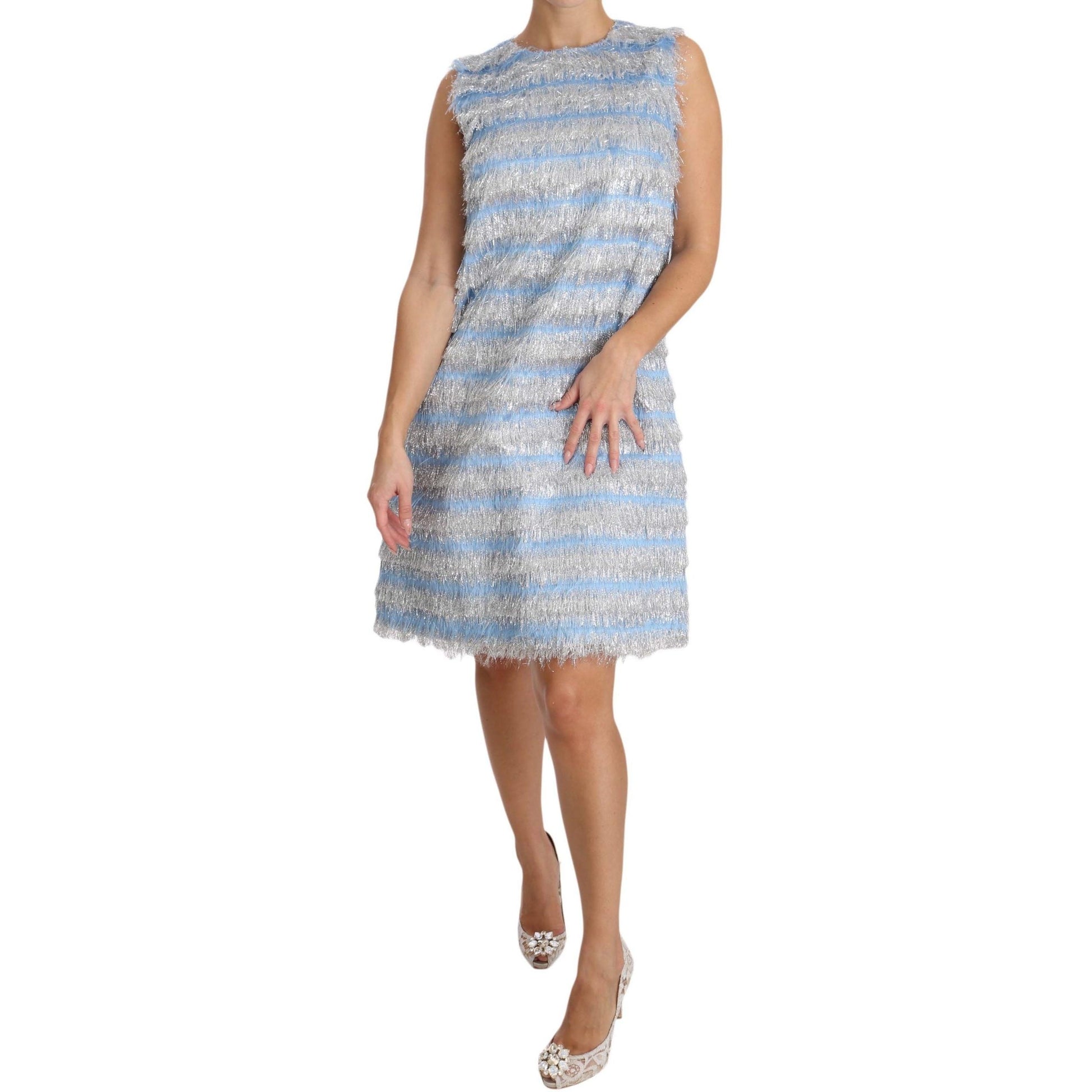 Light Blue Silver Shift Gown Dress - coffeewithmee2