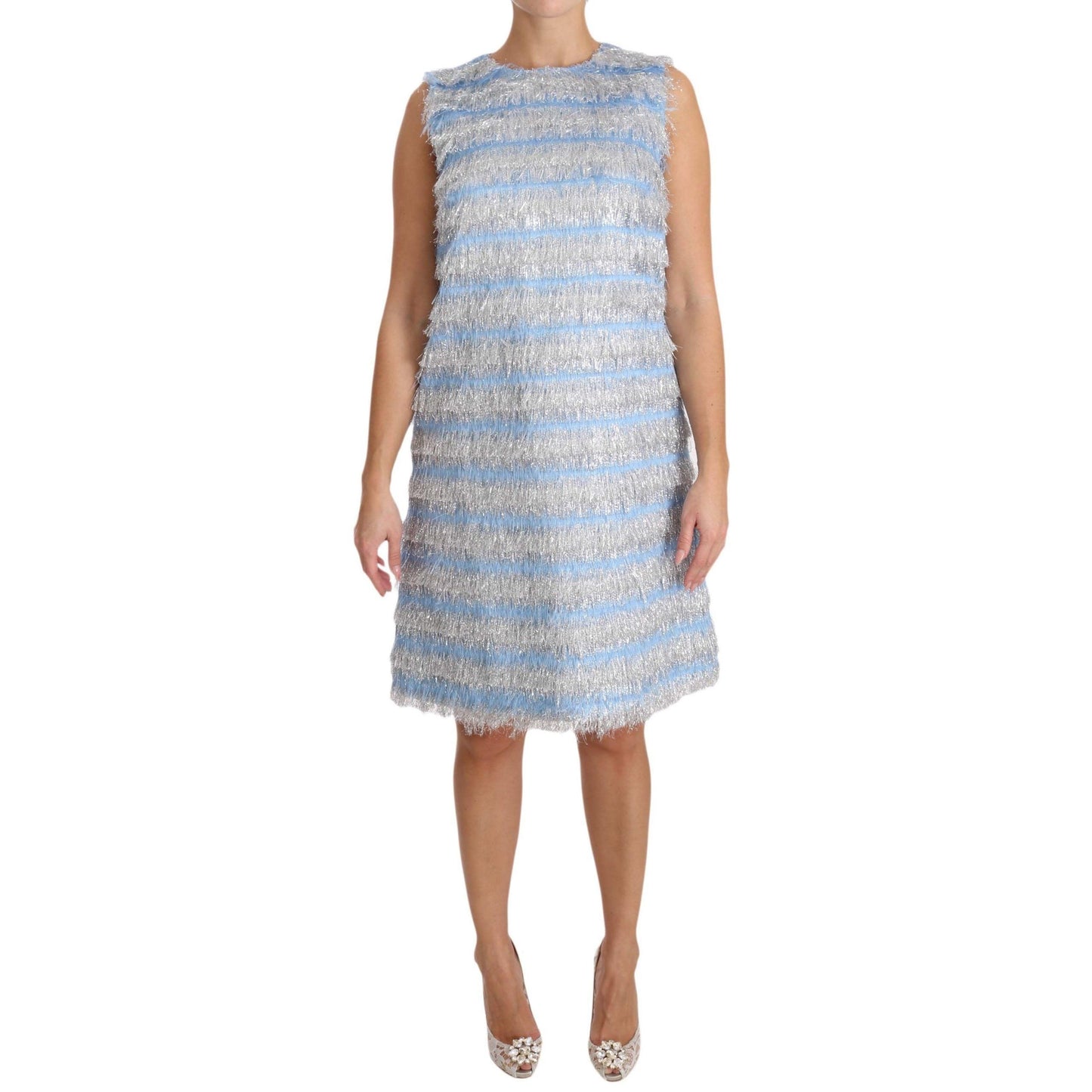 Light Blue Silver Shift Gown Dress - coffeewithmee2