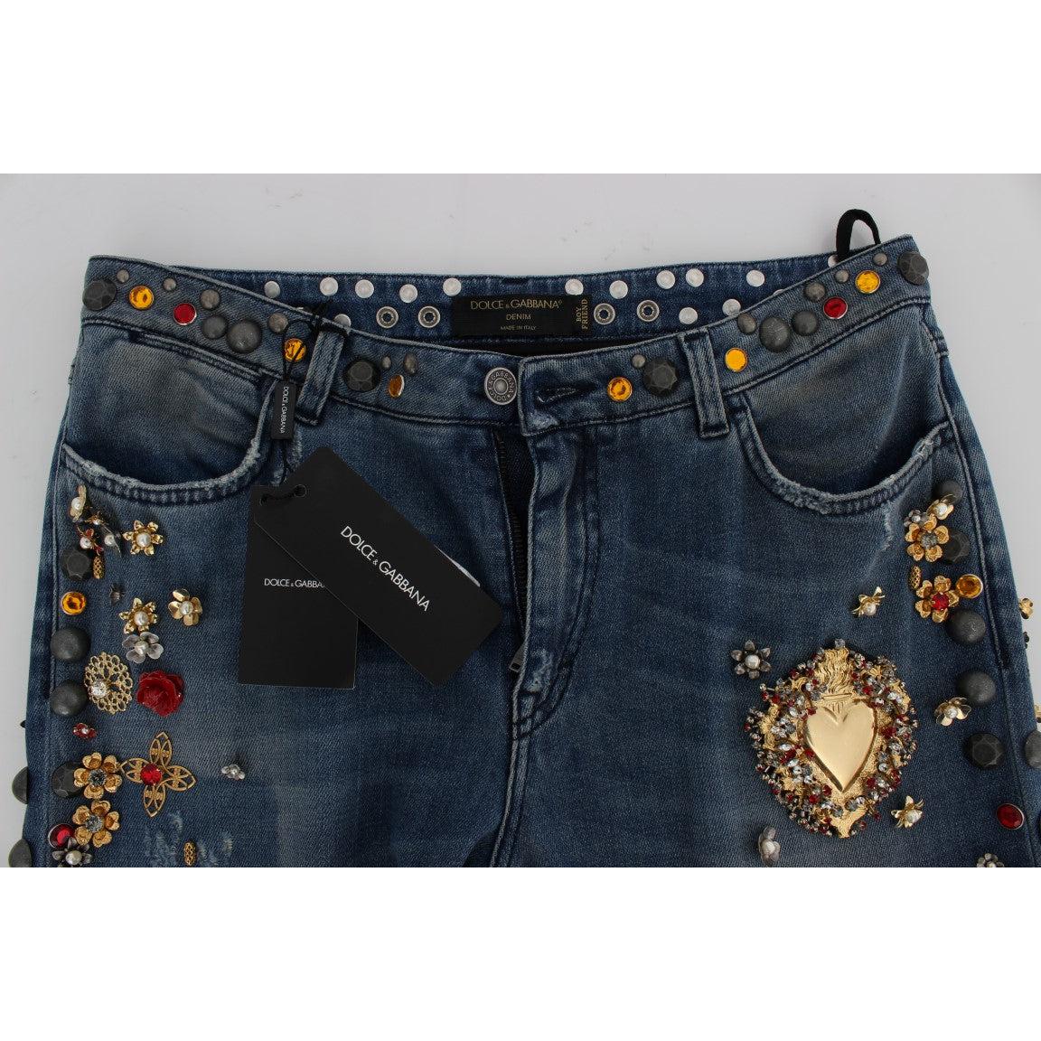 Crystal Roses Heart Embellished Jeans - coffeewithmee2