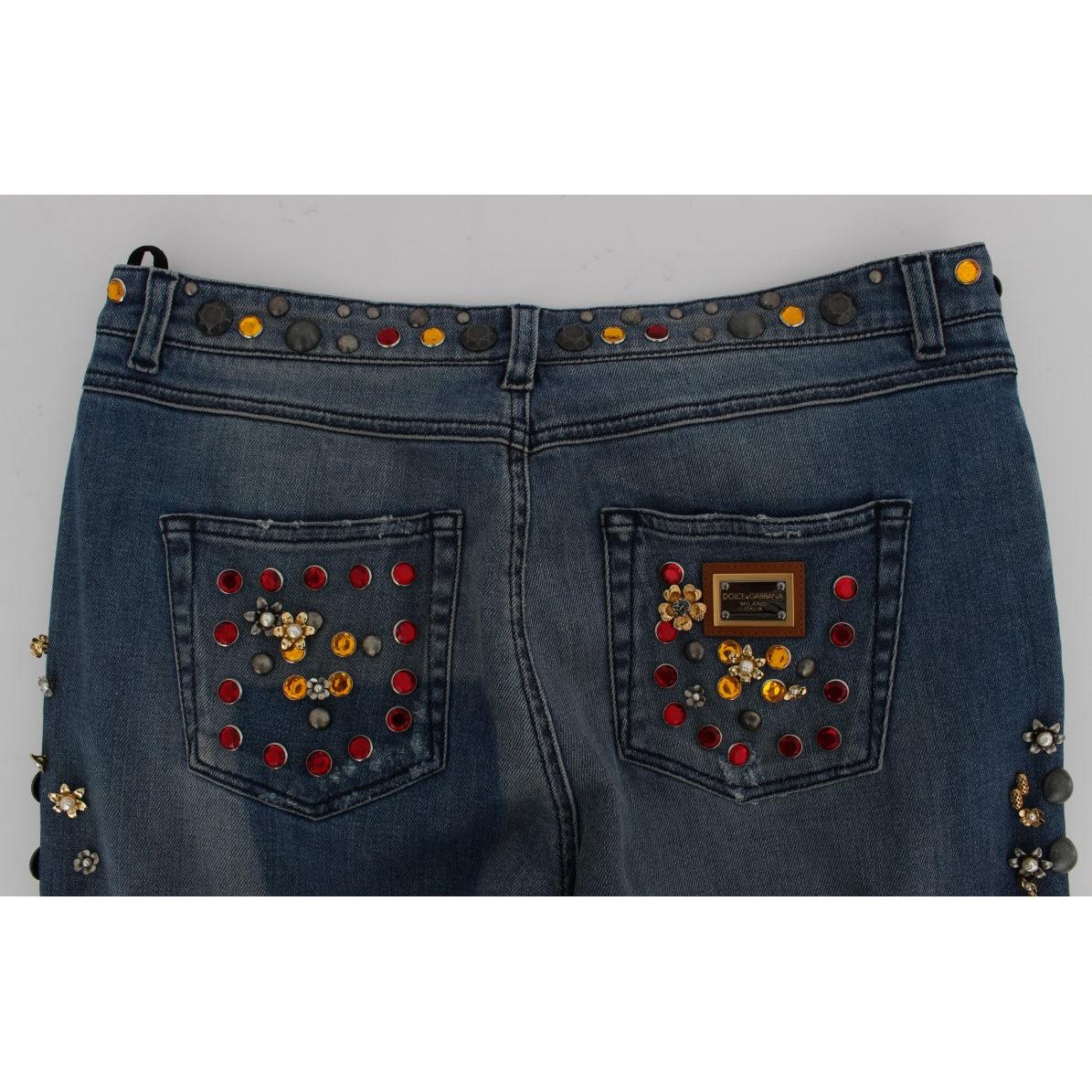Crystal Roses Heart Embellished Jeans - coffeewithmee2