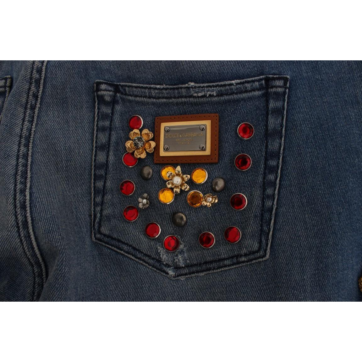 Crystal Roses Heart Embellished Jeans - coffeewithmee2