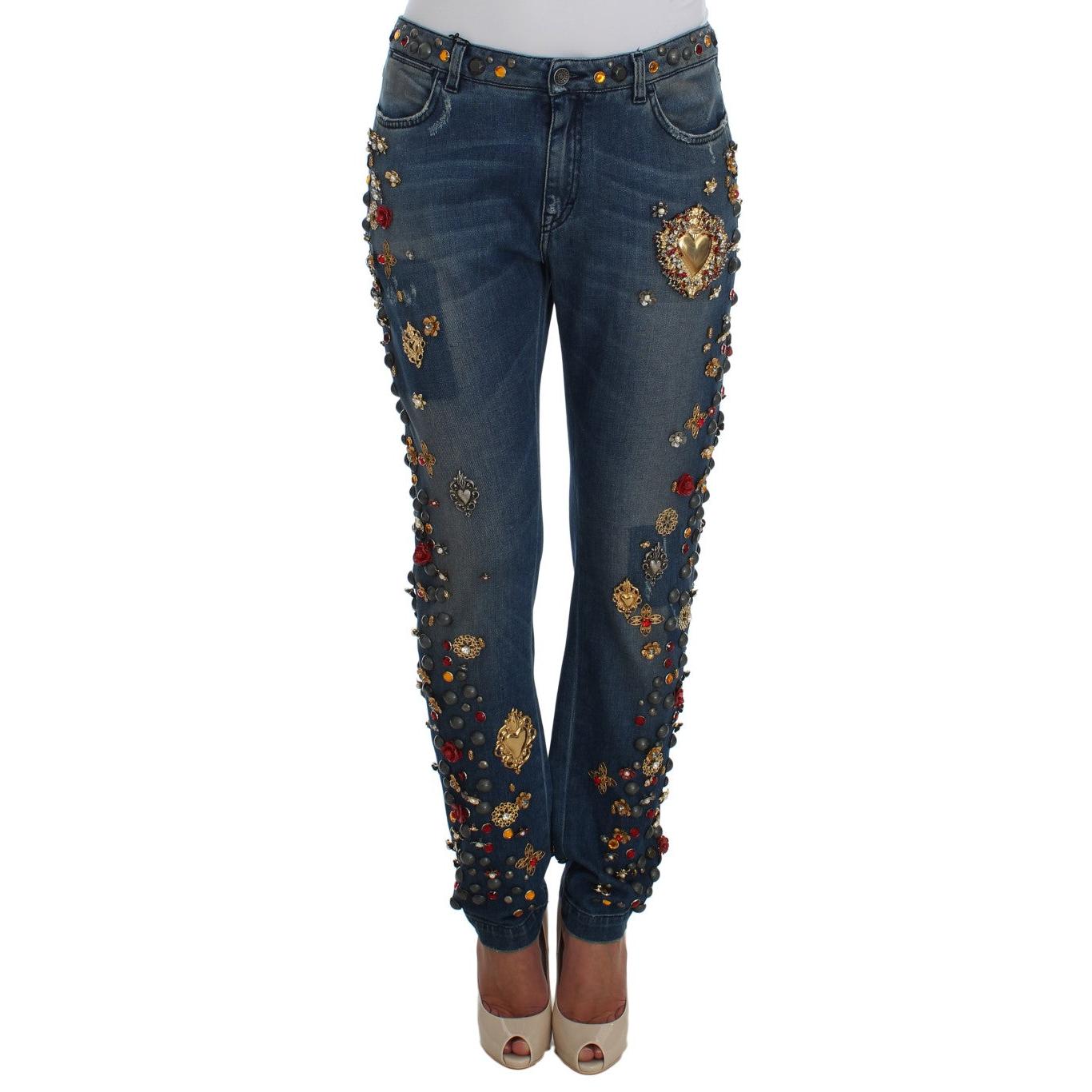 Crystal Roses Heart Embellished Jeans - coffeewithmee2