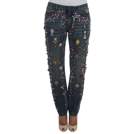 Crystal Roses Heart Embellished Jeans - coffeewithmee2