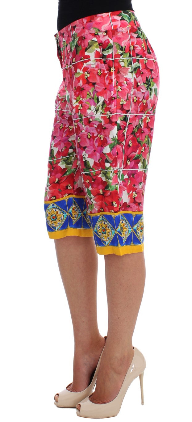 Multicolor Floral Knee Capris Shorts Pants - coffeewithmee2